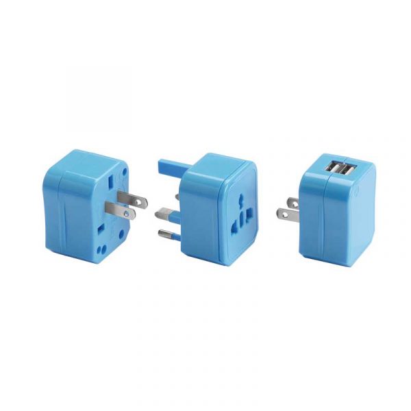 Bộ phích cắm du lịch Global Lewis N Clark Adapter Plug Set With USB Charger - EK135BLU