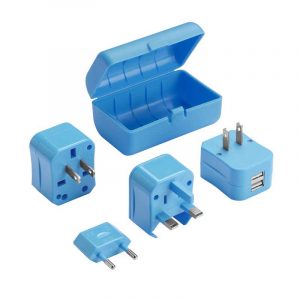 Bộ phích cắm du lịch Global Lewis N Clark Adapter Plug Set With USB Charger - EK135BLU