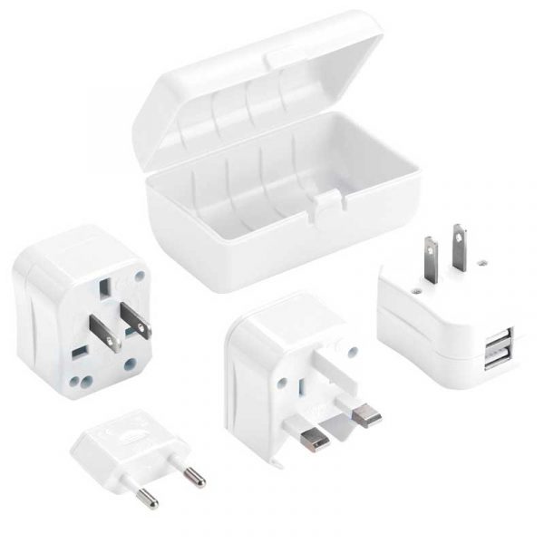 Bộ phích cắm du lịch Global Lewis N Clark Adapter Plug Set With USB Charger - EK135WHT