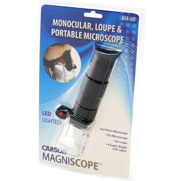 Kính hiển vi Carson MagniScope 3-in-1 LED Monocular, Loupe and Microscope MA-60 Pack