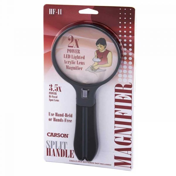 Kính lúp Carson Split Handle 2x Lighted Magnifier with Spot Lens - Neck cord HF-11